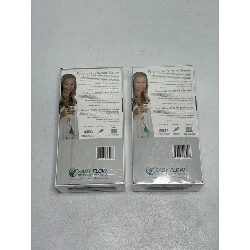 2 New EASY FLOW Personal Air Filtration‎ System Pink / white Sealed Box Fresh